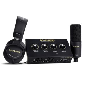 M-AUDIO M-Track Duo HD Audio Interface, M100 Condenser Microphone and HDH41 Studio Monitoring Headphones
